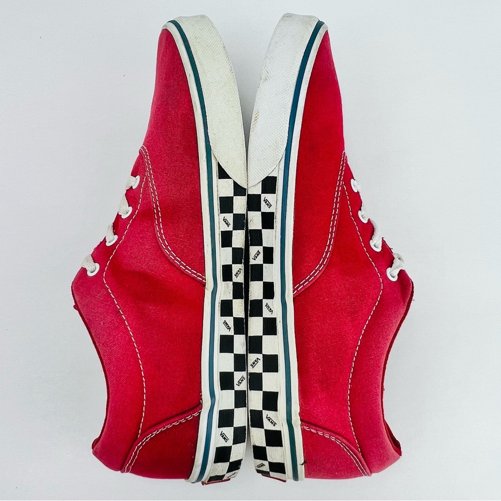 ***SOLD***Vans Old Skool Red Canvas Check Side Wall Lace Up Low Top Unisex Big B - Picture 5 of 15